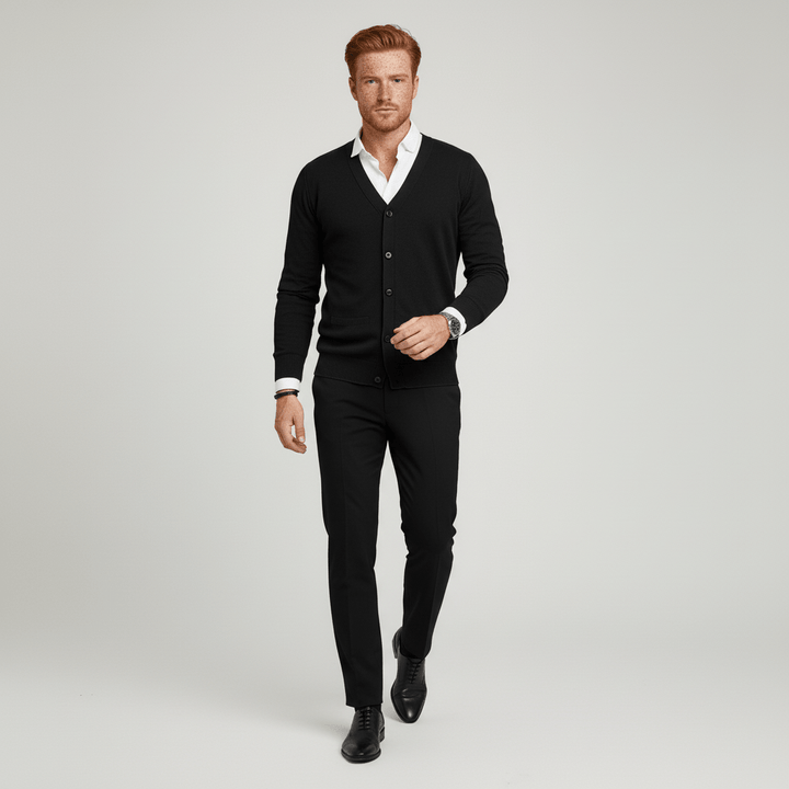 Groen Alexander slim fit mannen vest, V-hals, lange mouwen. Combineer comfort met stijl.