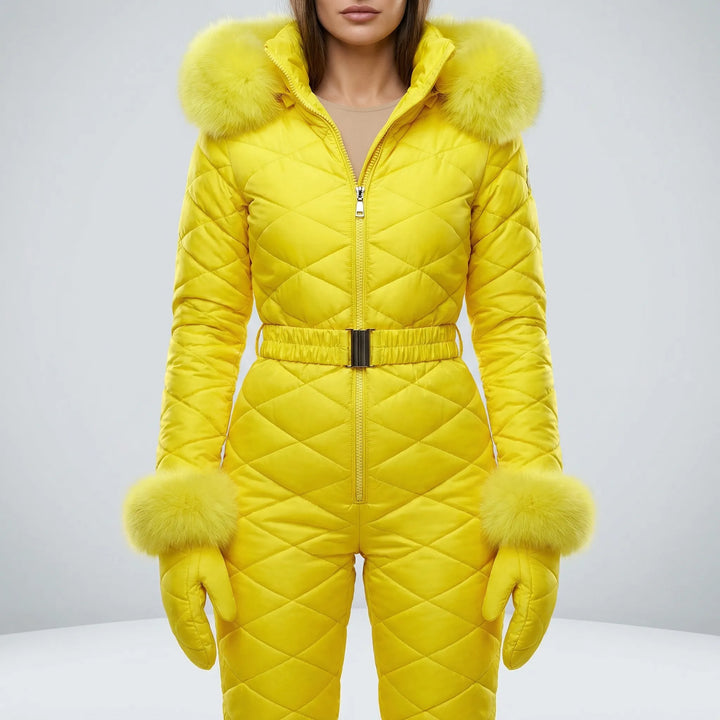 Roze slim fit dames winterpak 'Alice' met trendy snit; warm en stijlvol voor wintermode.