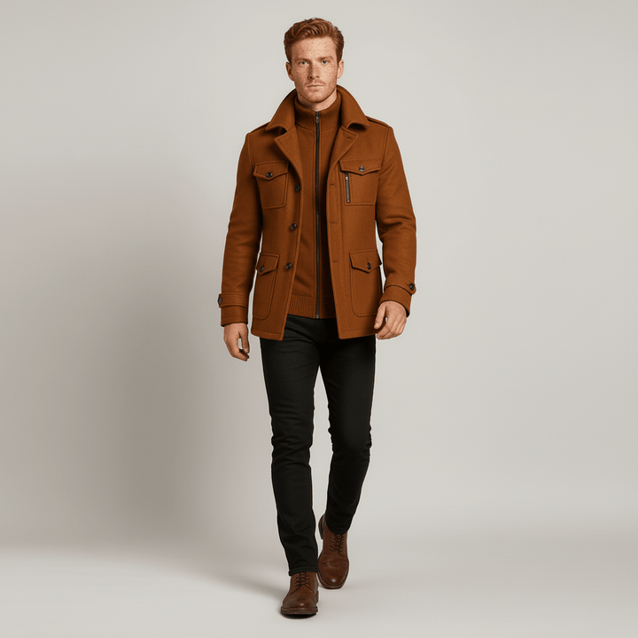 Chique heren overcoat Ethan, smal gesneden, met uitneembare voering voor variabele temperaturen.