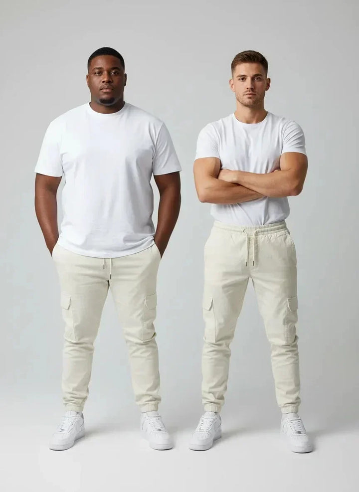 Heren Slim Tapered Cargo Joggers David in moderne slimfit pasvorm. Comfortabel en stijlvol voor vrijetijd.