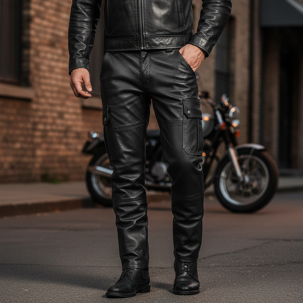 Stijlvolle slim fit heren motorstijl broek 'Daryl'. Creëer een urban rocklook met comfort.