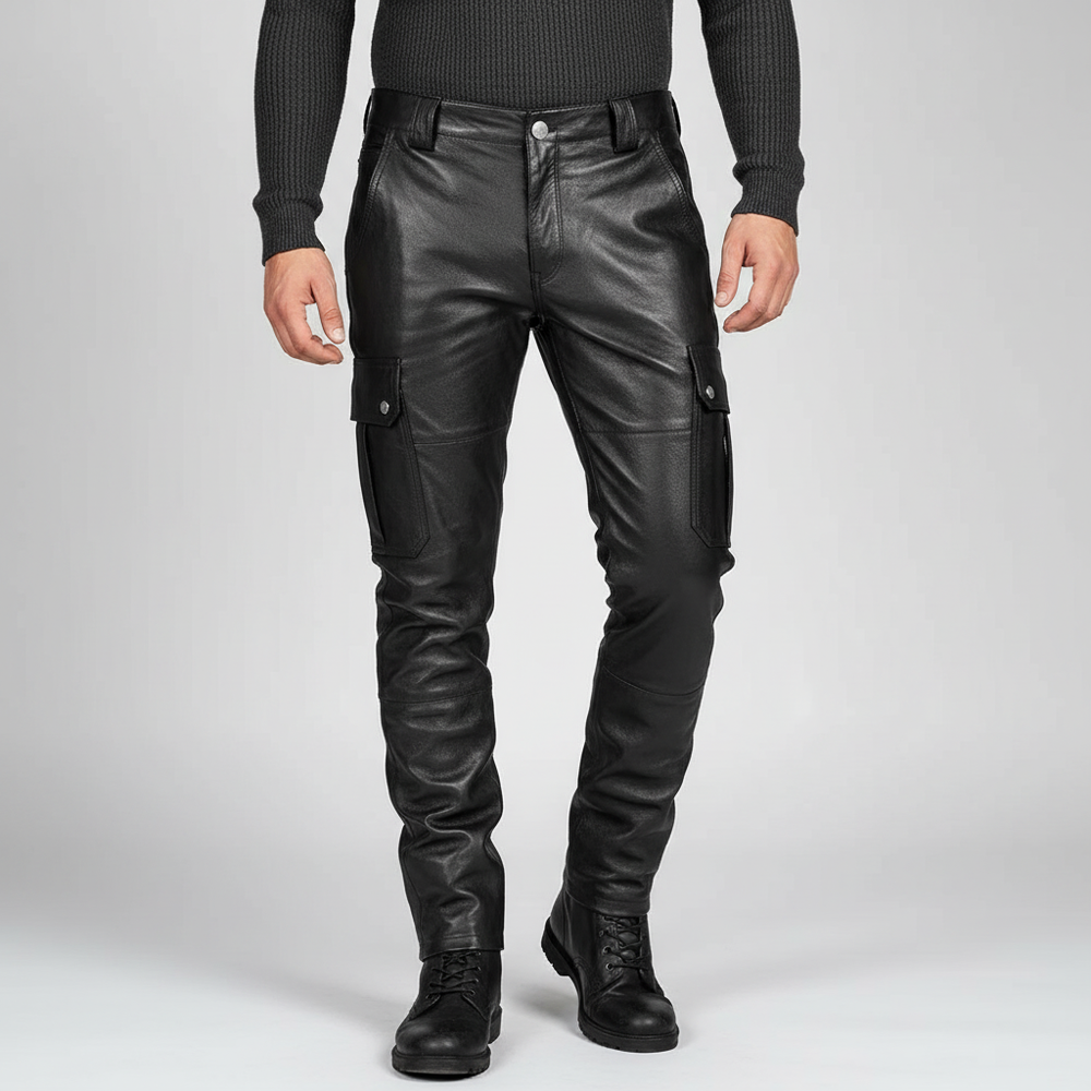 Heren slim fit motorstijl broek, ideaal voor een casual, comfortabele en zelfverzekerde uitstraling.