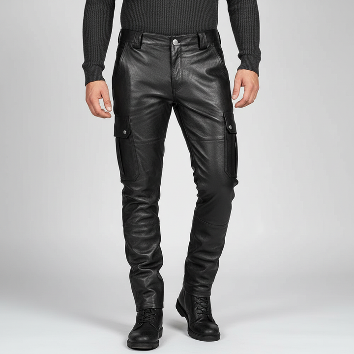 Heren slim fit motorstijl broek, ideaal voor een casual, comfortabele en zelfverzekerde uitstraling.