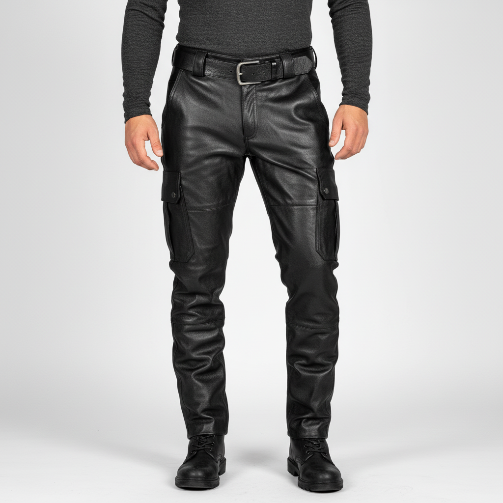 Comfortabele heren slim fit broek in motorstijl voor een trendy en zelfverzekerde look.