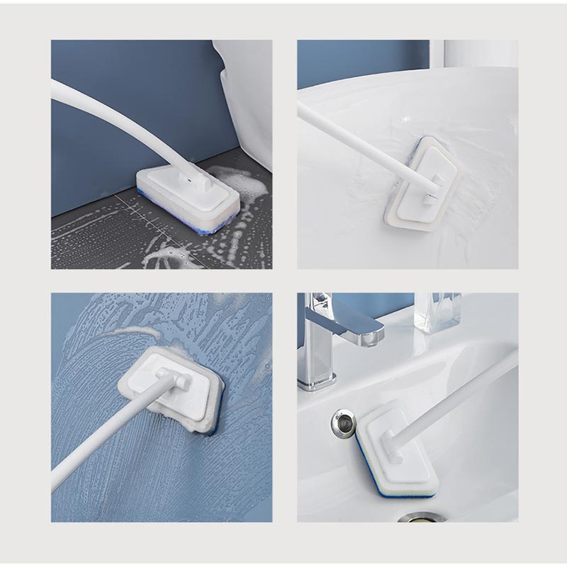 Huishoudelijke schoonmaakborstel met verlengde steel voor een ergonomische schoonmaakervaring; minder belasting.