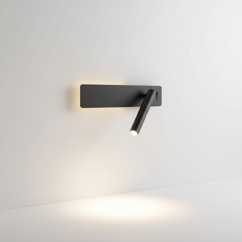 Multifunctionele GlowFocus wandlamp: dimbare LED leeslamp en sfeerverlichting, flexibel draaibaar.