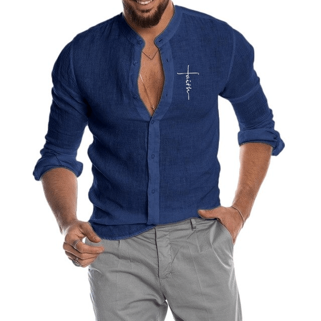 Uniek Andrew heren overhemd met lange mouwen, comfortabel en ideaal voor dagelijks gebruik of zomerkleding.