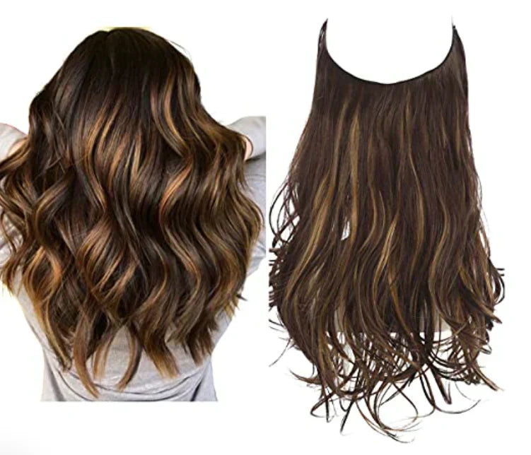 Bruine haarverlenging voor een natuurlijke look en extra lengte voor dames haar.