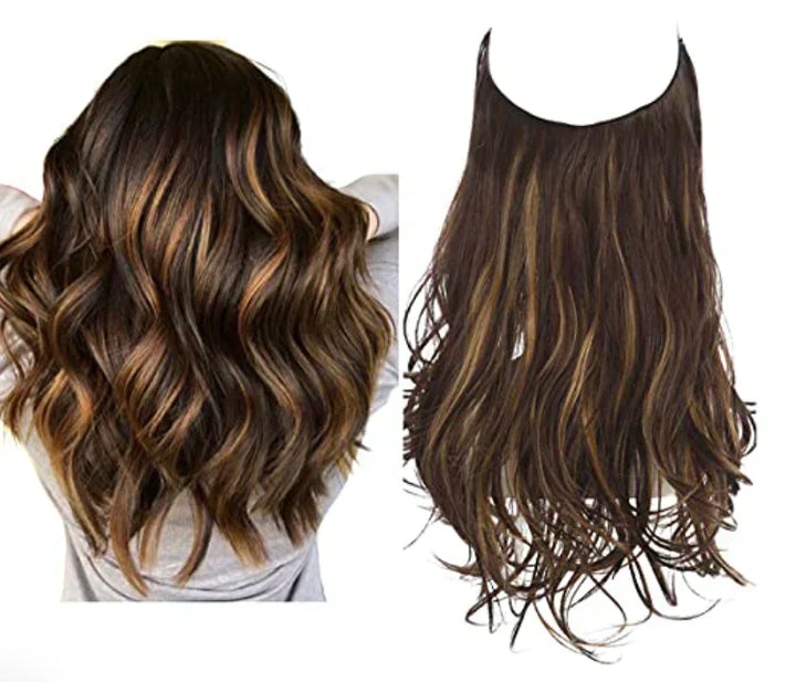 Bruine haarverlenging voor een natuurlijke look en extra lengte voor dames haar.