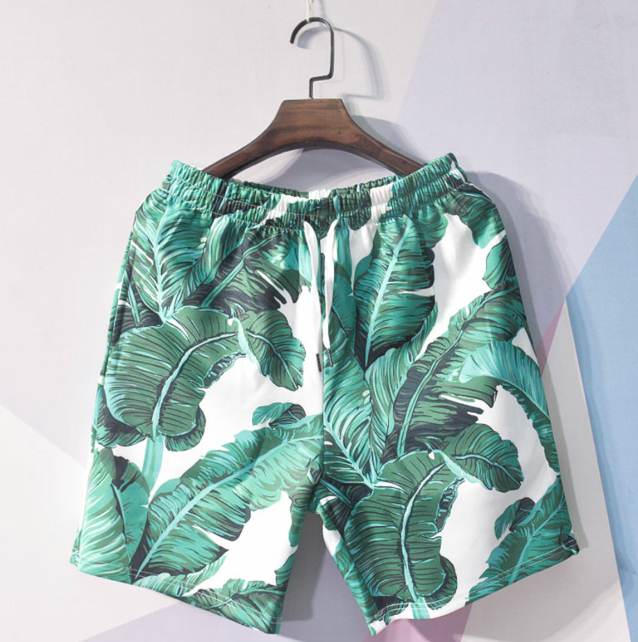 Heren trendy combiset in rood-groene Hawaii print, dé zomeroutfit voor strand en feest.