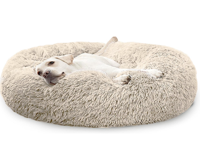 Zachte pluche Didi Donut hondenmand voor ultiem comfort en ontspanning van hond en kat.