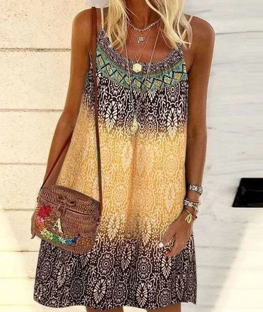 Comfortabele zomerjurk voor dames. Veelzijdige casual jurk met een levendige print, ideaal voor zomerkleding.