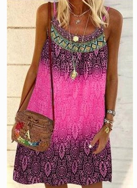 SunnyDress™ dames zomerjurk. Trendy casual jurk met comfortabele pasvorm en levendige, fleurige zomerprint.