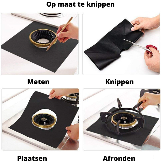 Essentieel keuken accessoire: hittebestendige beschermer voor je gasfornuis. Houdt het netjes tijdens koken en schoonmaken.