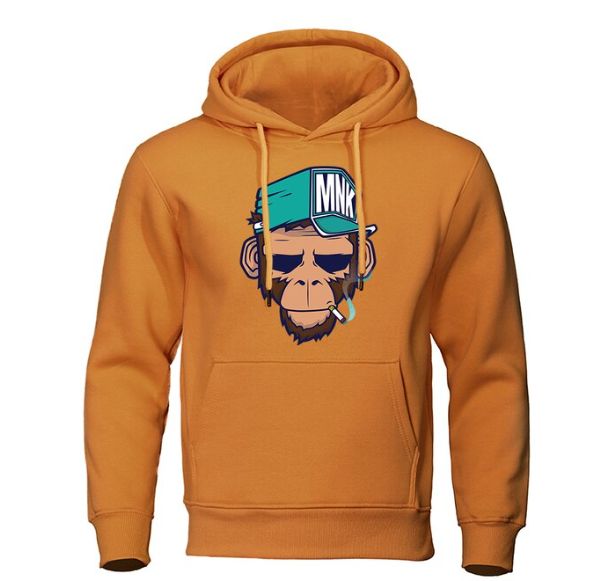 Trendy heren hoodie met opvallende apenprint, perfect voor streetwear en een moderne look.