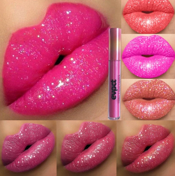 Glanzende diamanten lippenstift met glitter, waterproof en langhoudend voor een feestelijke look.