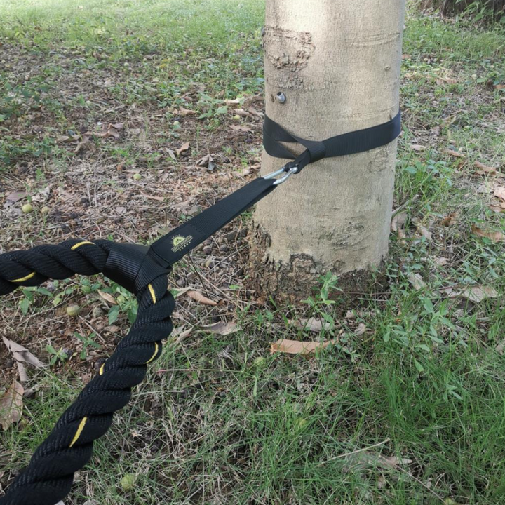 Fitness battle rope straps voor intensieve krachttraining en verbeterd uithoudingsvermogen.