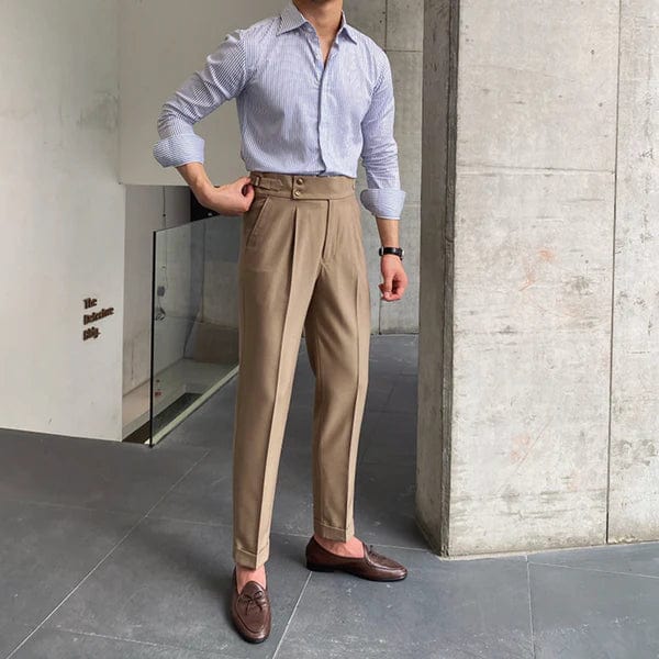 Elegante, verstelbare herenbroek die comfort combineert met een klassieke, veelzijdige stijl voor de moderne man.