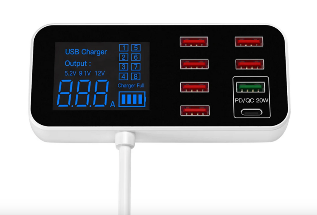 Krachtige universele voedingsadapter met meerdere USB poorten, perfecte snellader voor al je apparaten.