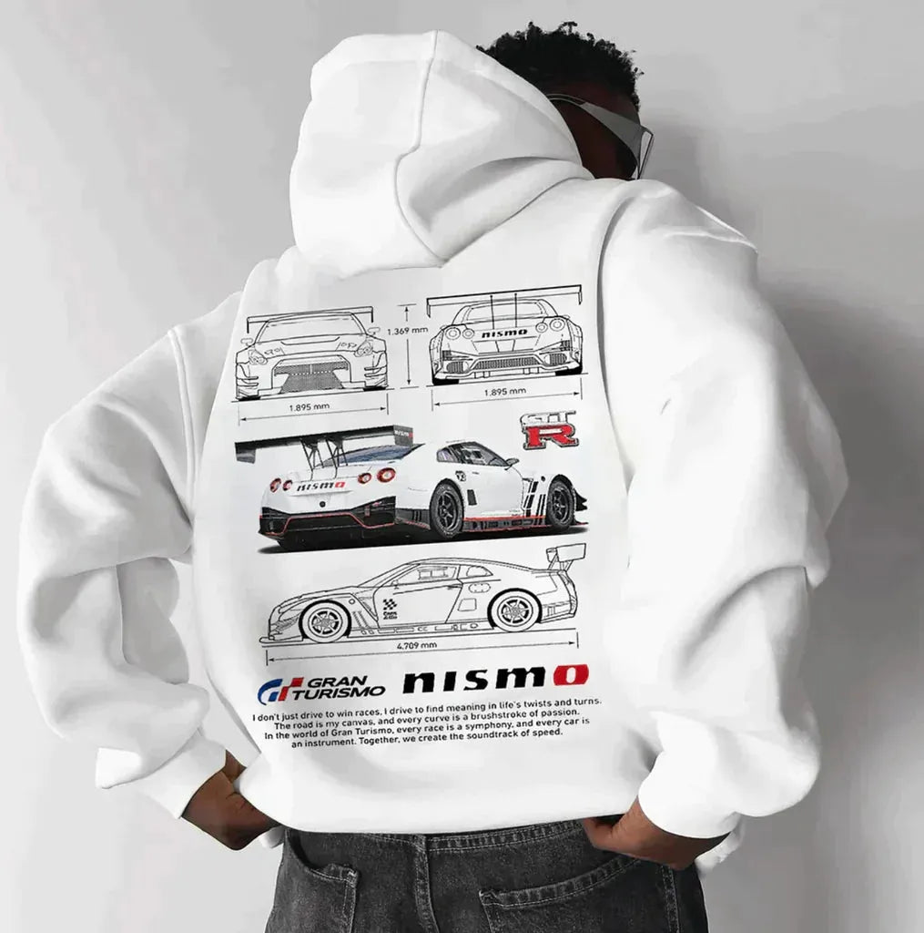 Veelzijdige unisex oversized hoodie voor dagelijks comfort. Combineert racing stijl met casual elegantie voor iedereen.
