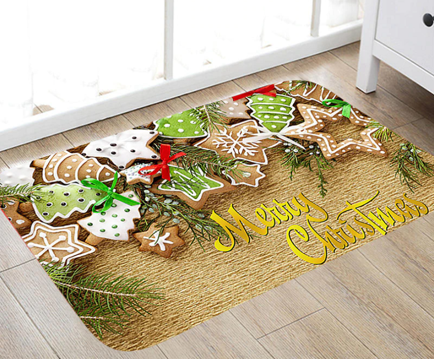 Huisdecoratie: flanellen kerst deurmat, duurzaam en veilig dankzij antislip onderkant.