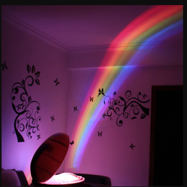Dynamische regenboog projectie aan de muur, deze LED lamp is een blikvanger voor woonkamer of slaapkamer.