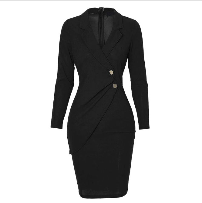 Comfortabele damesjurk met V-hals en bodycon pasvorm. Stijlvol voor kantoor, maar ook perfect als feestjurk.