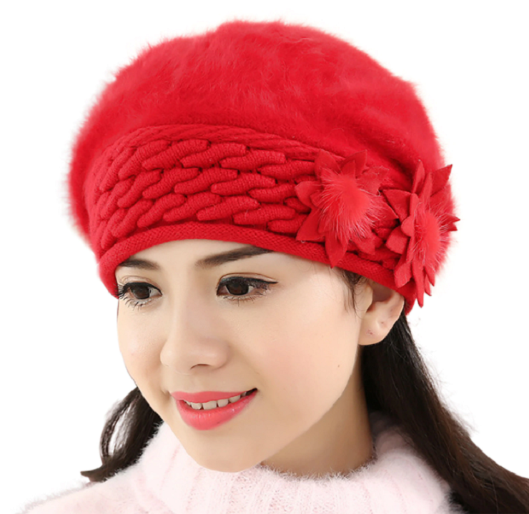 Warme gebreide muts voor dames, effen design, comfortabel en modieus, perfect voor de winter.
