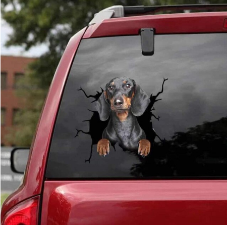 Gedetailleerde hondenliefhebber vinyl sticker, perfect voor auto's, ramen en muren, met duurzame kleefkracht.