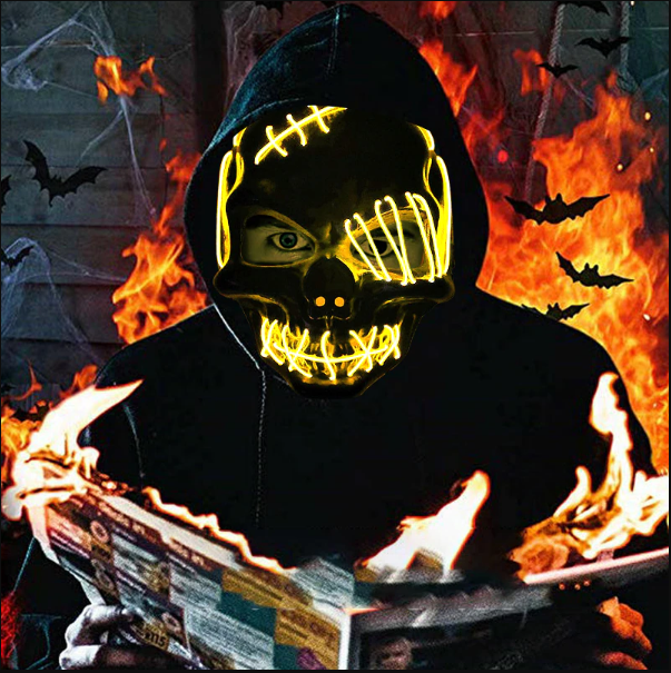 Essentieel lichtgevend Vendetta masker als accessoire voor je Halloween kostuum of carnavalsoutfit.