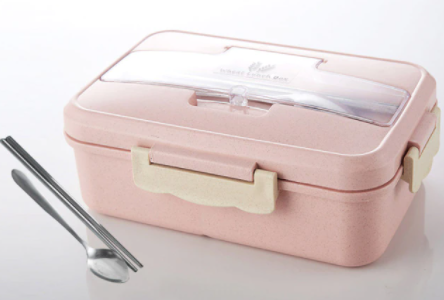 Magnetron lunchbox van tarwestro voor gezonde maaltijden onderweg, lekvrij en draagbaar.