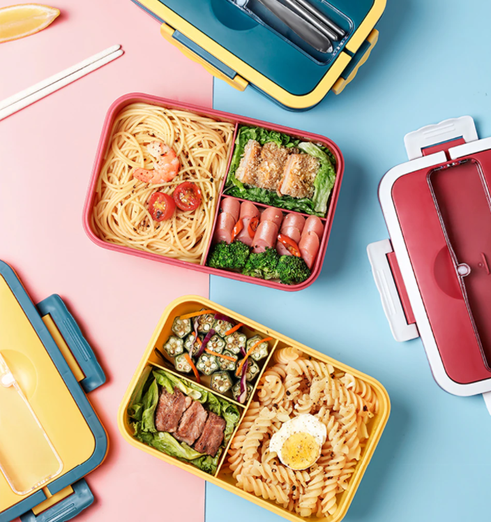 Duurzame tarwestro maaltijdbox; lekvrij en geschikt voor magnetron, ideaal voor uw gezonde lunch.