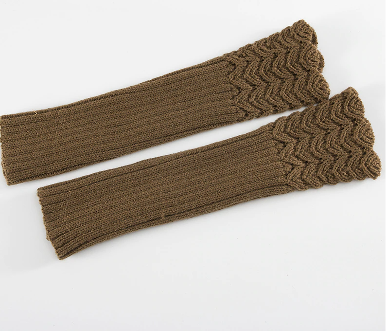 Lange warme vingerloze handschoenen; unisex gebreide armwarmers voor winterse comfort en bescherming.