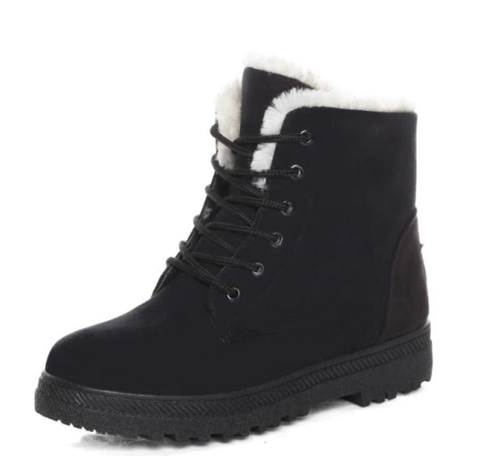 Dames waterdichte winterlaarzen met vetersluiting; warm, comfortabel en ideaal voor koude dagen.