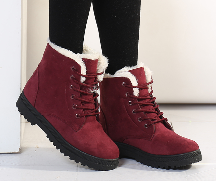 Stijlvolle casual dames winterlaarzen met vetersluiting, warme mode voor dagelijks gebruik in de winter.