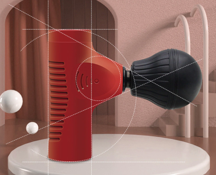 Sportieve man gebruikt handheld spiermassager voor snel herstel na training en diepe spierontspanning.