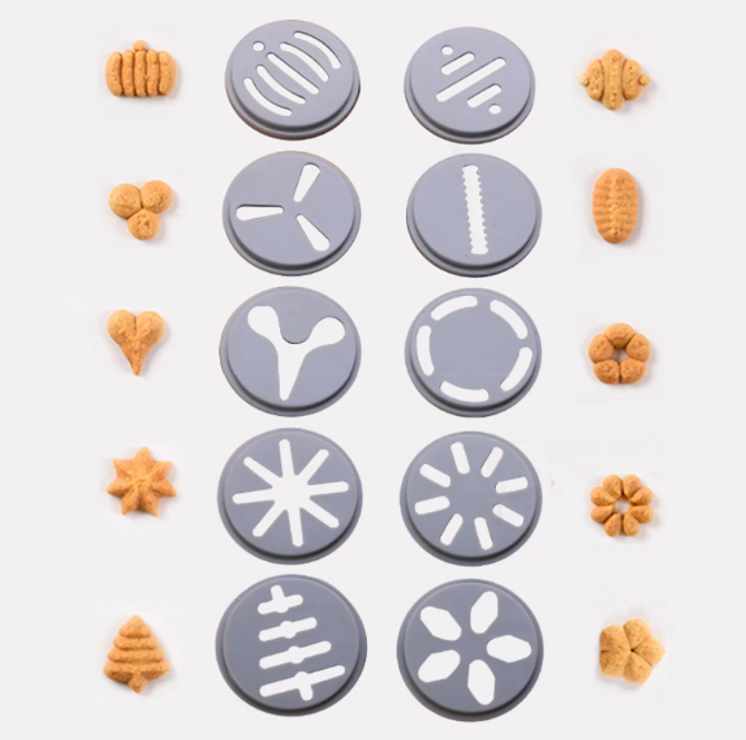 Duurzame, voedselveilige blauwe koekjespers set; ideaal bakgereedschap voor deeg & creatieve decoratie.
