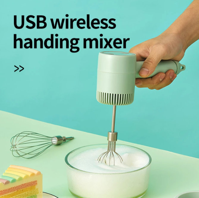 Stijlvolle draadloze handmixer en blender set, compact en makkelijk op te bergen in elke keuken.