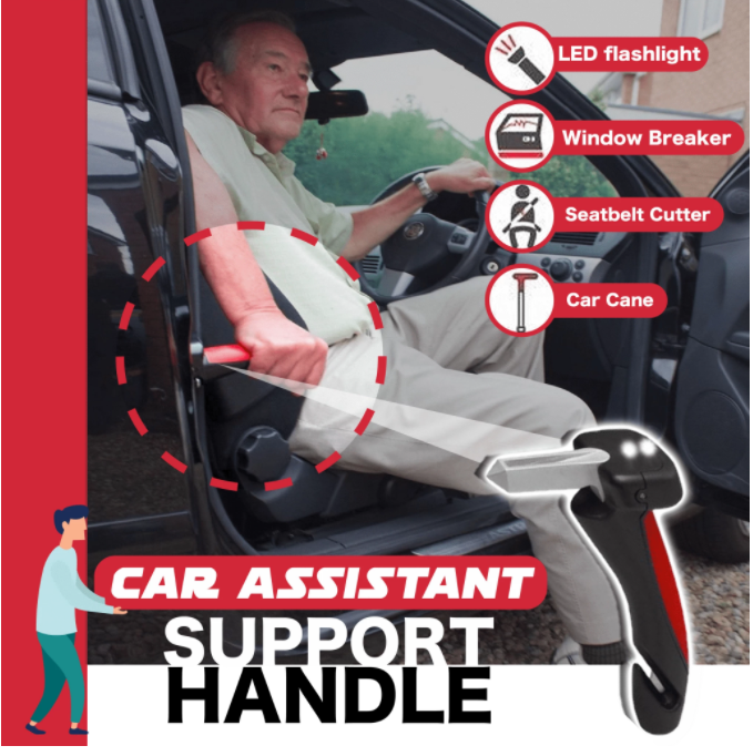Ergonomische handgreep voor autodeur, biedt stabiliteit en ondersteuning bij het instappen, verhoogt veiligheid.