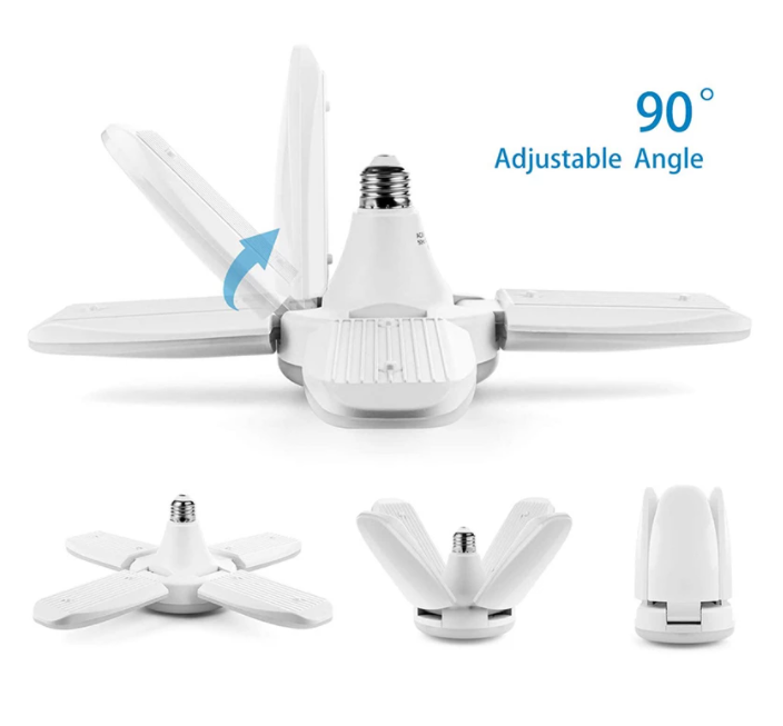 Ideale garageverlichting: opvouwbare LED ventilatorlamp. Krachtig licht en verkoeling voor werkruimte.