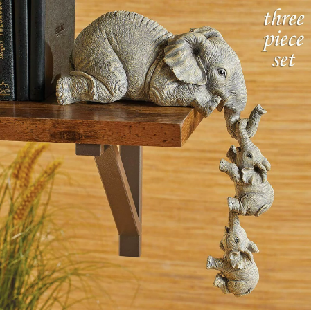 Set van 3 hars olifant beeldjes voor huisdecoratie, symbool van familie en liefde.