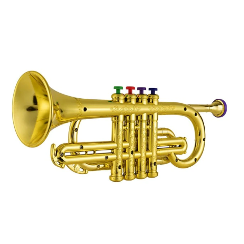 Felgekleurde kinder trompet van ABS kunststof, een muzikaal instrument en educatief speelgoed voor jonge talenten.