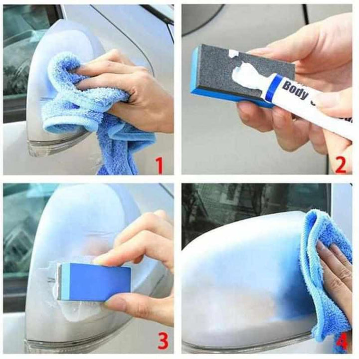 Glanzende autolak na gebruik van Auto Krasverwijderaar; professioneel lakherstel en autoverzorging thuis.