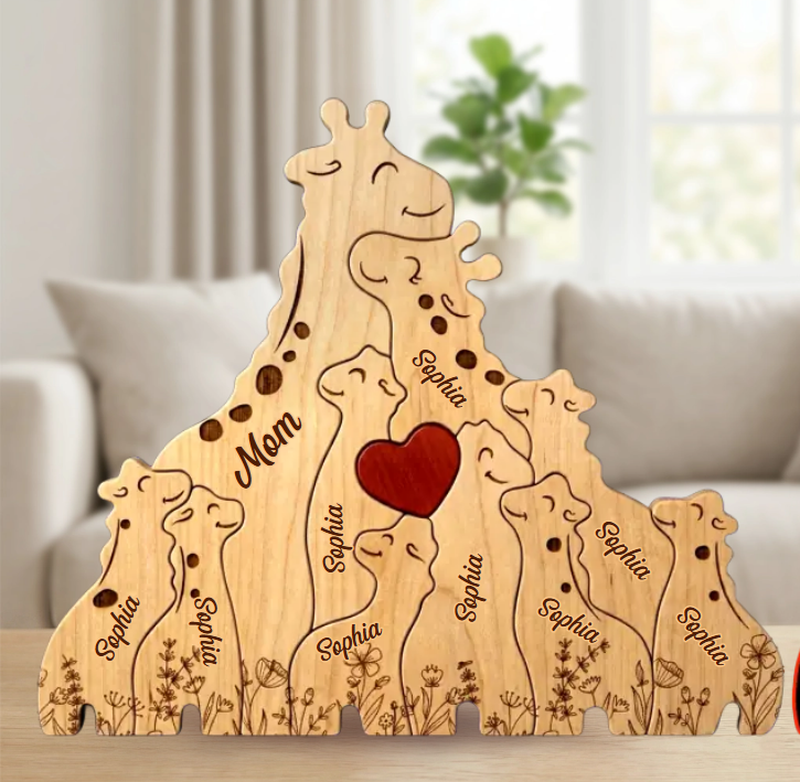 Gezellige houten giraffe puzzel, bevordert samenzijn en creëert blijvende herinneringen.