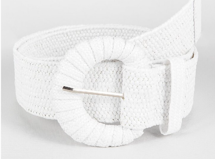 Stijlvolle brede gevlochten riem voor dames, perfect om de taille te accentueren in retro look.