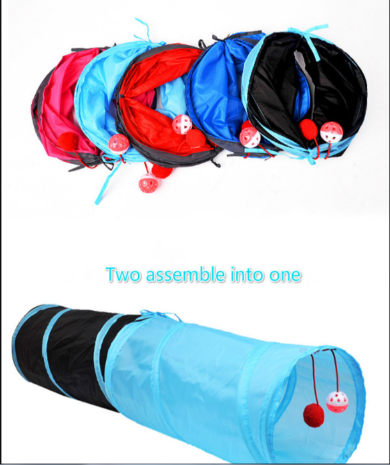 Leuke kattenaccessoire: een lange speeltunnel van nylon voor katten, opvouwbaar en ruimtebesparend.