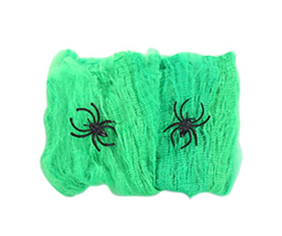 Wit kunst spinnenweb strekt zich uit over een muur, voor een realistische Halloween look.