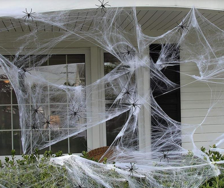 Spinnenweb voor Halloween: veelzijdig kunstweb voor binnen- en buitengebruik, creëer horror.