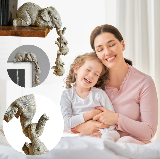 Decoratieve olifant beeldjes van hars, perfect voor interieur. Familie symbool van geluk en bescherming.
