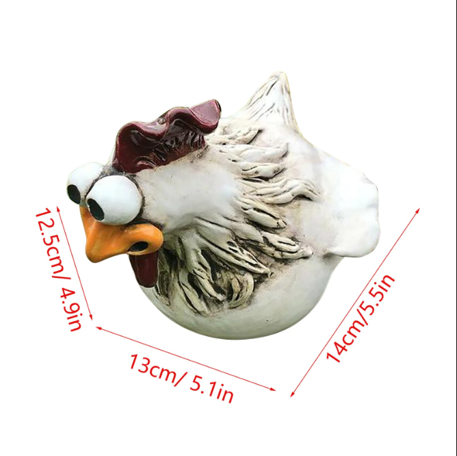 Gedetailleerd hars ornament van een kip, perfect voor landelijke tuindecoratie en tuinkunst.